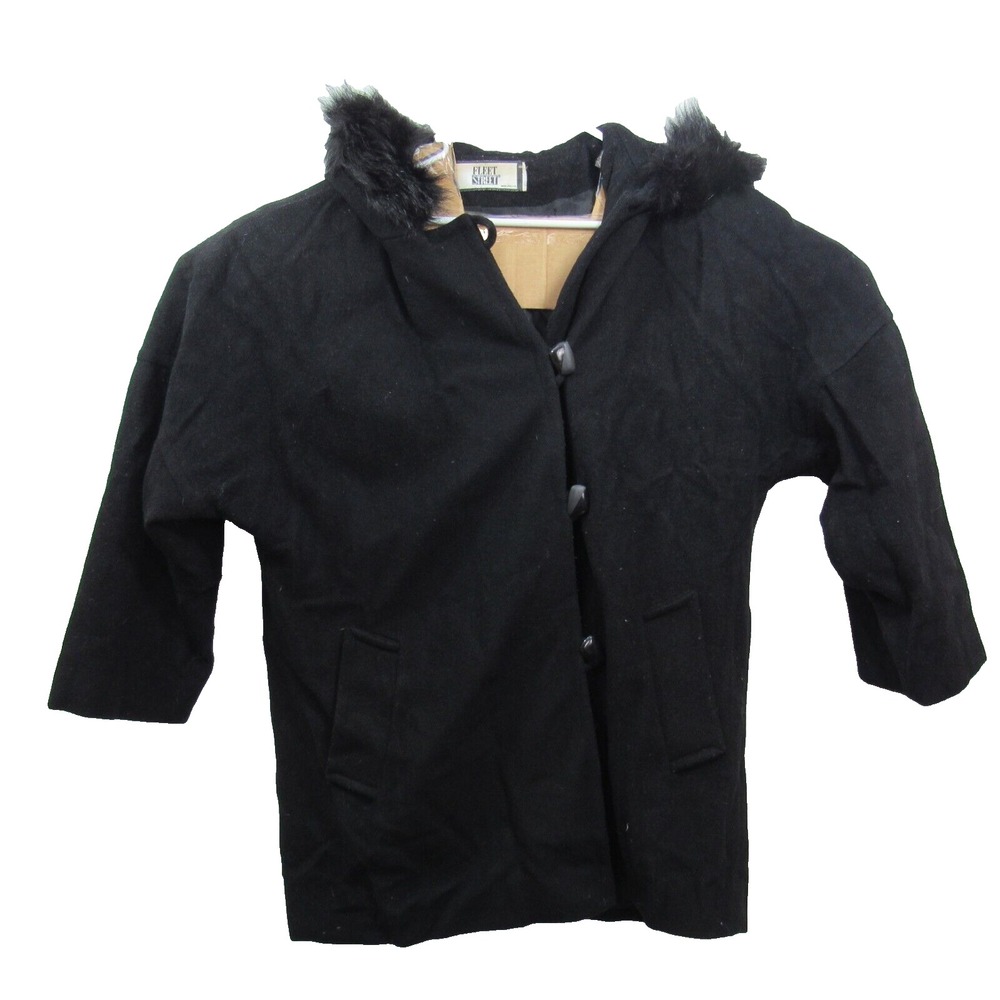 Fleet Street‎ Wool Blend Jacket w/ Faux Fur Hoodie Trim Size 2X EUC